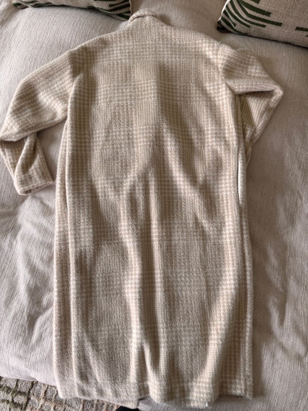 Z Supply Cream Houndstooth Longline Trench Coat - Picture 3 of 3